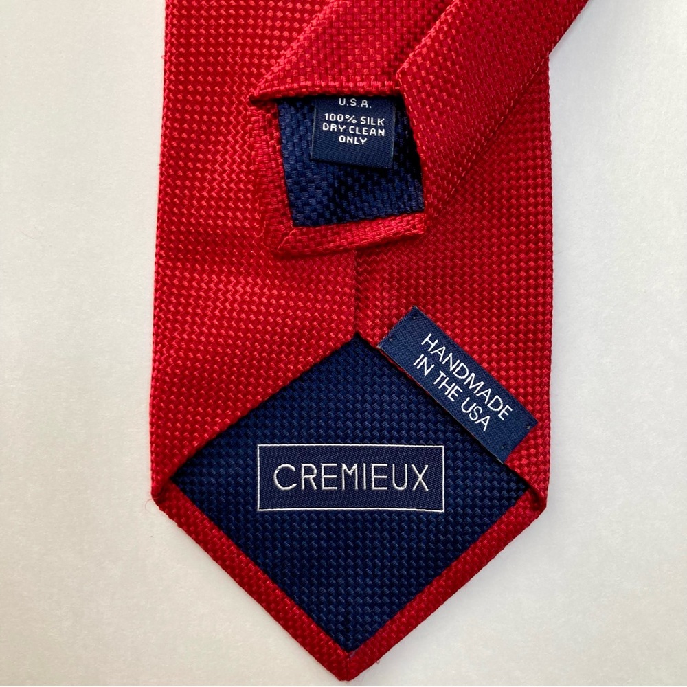Daniel Cremieux Red 100% Silk Classic Handmade Tie, 3.5” - Picture 3 of 8